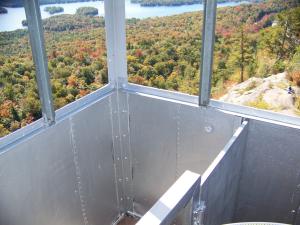 Re-installed safety door in the cab at Bald Mt.